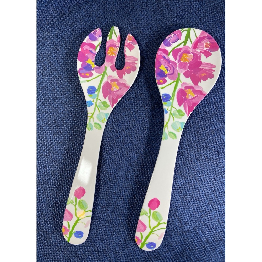 Anthropologie Paint + Petals by Bridgette Thornton 12.5" Serving Spoon & Fork